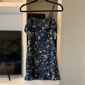 S blue floral fit and flare dress